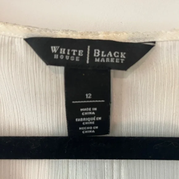 White House Black Market White and Black Women's Top 3/4 sleeve boho - Picture 4 of 14